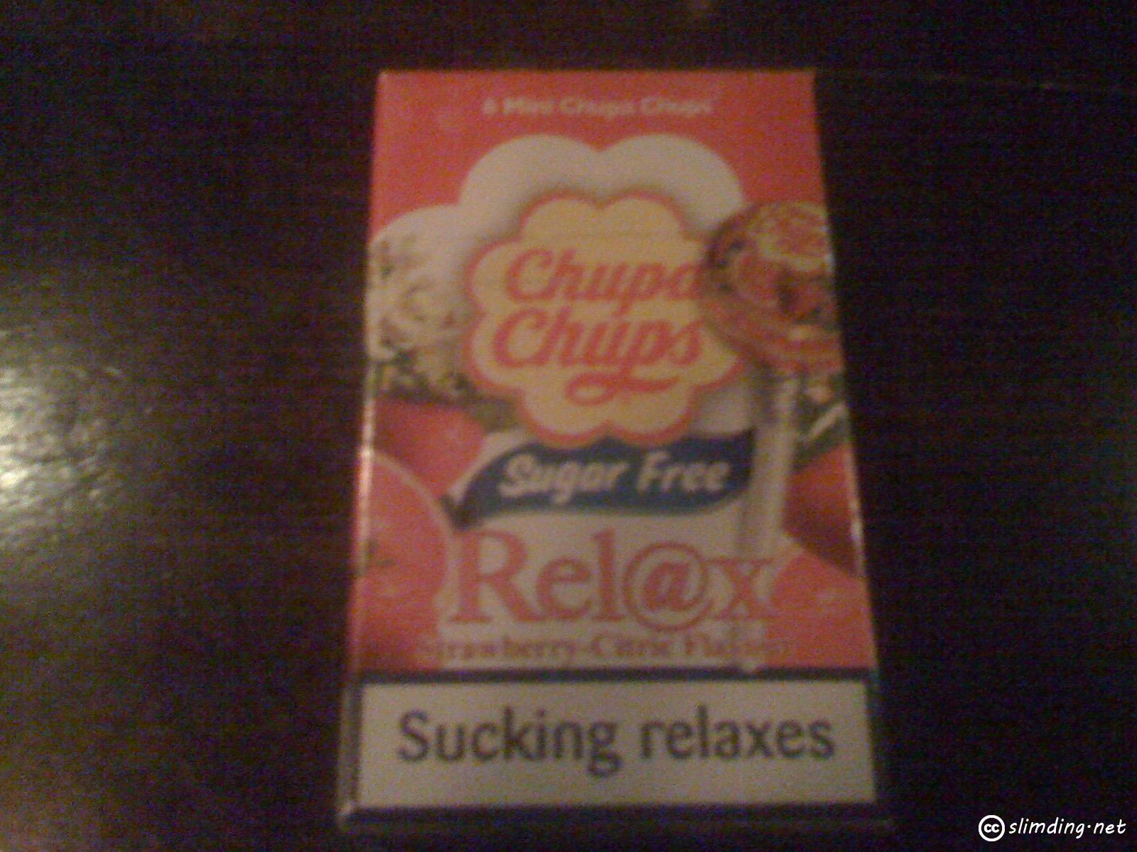 Chupa Chups packaging says Sucking Relaxes
